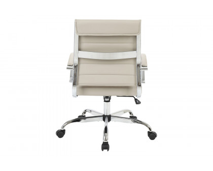 LeisureMod Benmar Home Leather Office Chair with Chrome Frame - Tan