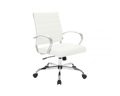 LeisureMod Benmar Home Leather Office Chair with Chrome Frame