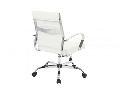 LeisureMod Benmar Home Leather Office Chair with Chrome Frame - White