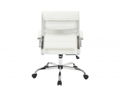 LeisureMod Benmar Home Leather Office Chair with Chrome Frame - White