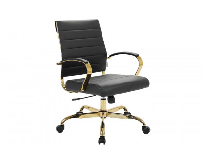 LeisureMod Benmar Home Leather Office Chair with Chrome Frame