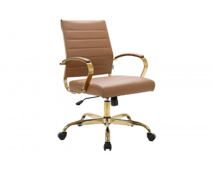 LeisureMod Benmar Home Leather Office Chair with Chrome Frame