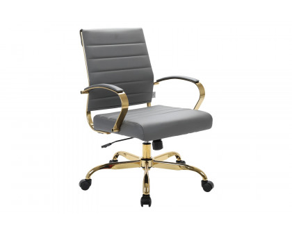 LeisureMod Benmar Home Leather Office Chair with Chrome Frame