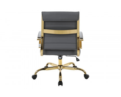 LeisureMod Benmar Home Leather Office Chair with Gold Frame - Gray