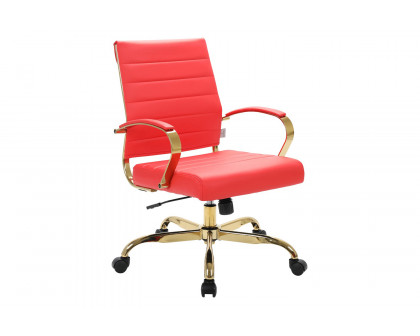 LeisureMod Benmar Home Leather Office Chair with Chrome Frame