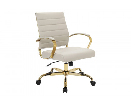 LeisureMod Benmar Home Leather Office Chair with Chrome Frame