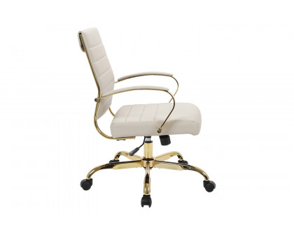 LeisureMod Benmar Home Leather Office Chair with Gold Frame - Tan