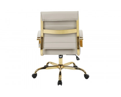 LeisureMod Benmar Home Leather Office Chair with Gold Frame - Tan