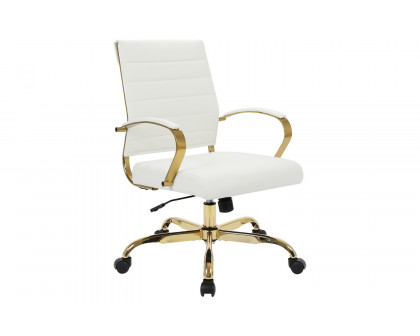 LeisureMod Benmar Home Leather Office Chair with Chrome Frame