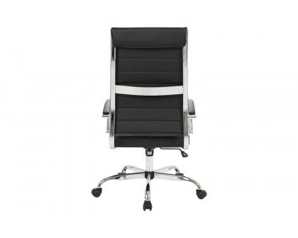 LeisureMod Benmar High-Back Home Leather Office Chair with Chrome Frame - Black