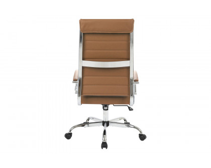 LeisureMod Benmar High-Back Home Leather Office Chair with Chrome Frame - Brown