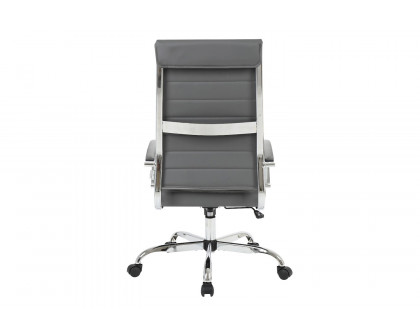 LeisureMod Benmar High-Back Home Leather Office Chair with Chrome Frame - Gray