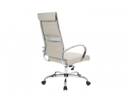 LeisureMod Benmar High-Back Home Leather Office Chair with Chrome Frame - Tan