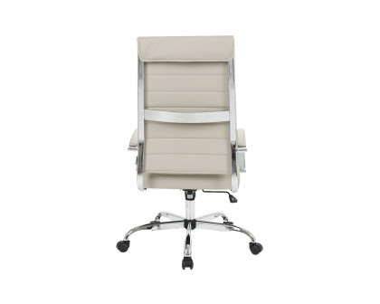 LeisureMod Benmar High-Back Home Leather Office Chair with Chrome Frame - Tan