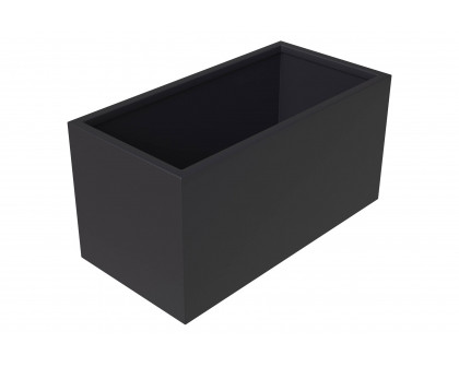 LeisureMod Bloom Mid-Century Modern Rectangular Fiberstone and MGO Clay Planter - Black