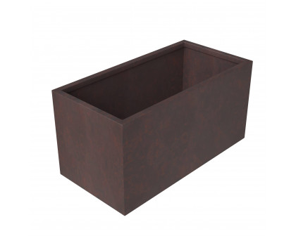 LeisureMod Bloom Mid-Century Modern Rectangular Fiberstone and MGO Clay Planter - Brown