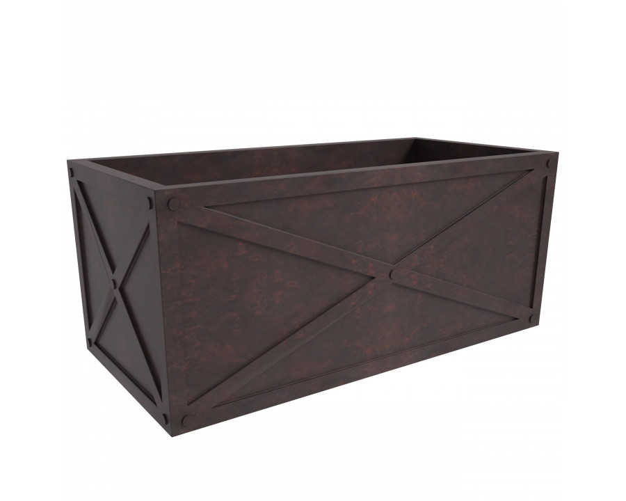 LeisureMod Bonsai Modern Rectangle Fiberstone and Clay Planter with Drainage Holes - Brown