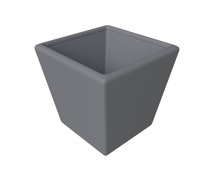 LeisureMod Blossom 13" Tapered Square Planter Pot in Fiberstone and Clay - Dark Gray