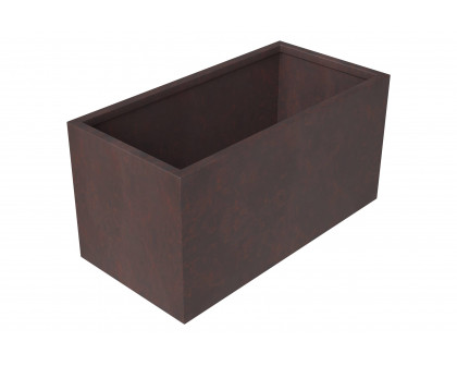 LeisureMod Bloom Mid-Century Modern Rectangular Fiberstone and MGO Clay Planter - Brown