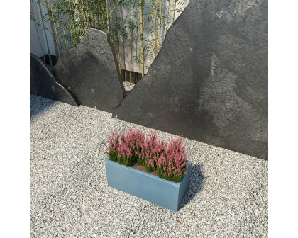 LeisureMod Bloom Mid-Century Modern Rectangular Fiberstone and MGO Clay Planter - Aged Concrete