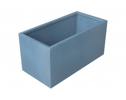 LeisureMod Bloom Mid-Century Modern Rectangular Fiberstone and MGO Clay Planter - Aged Concrete