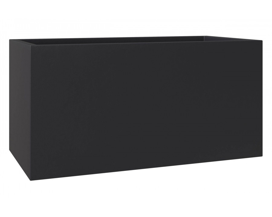 LeisureMod Bloom Mid-Century Modern Rectangular Fiberstone and MGO Clay Planter - Black