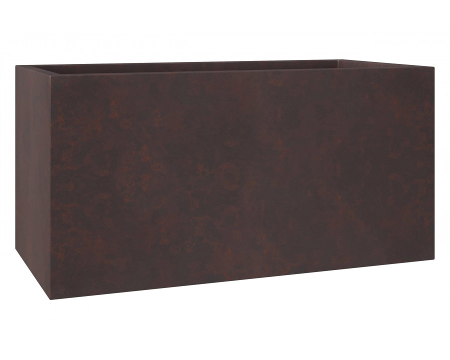 LeisureMod Bloom Mid-Century Modern Rectangular Fiberstone and MGO Clay Planter - Brown