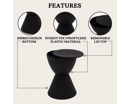 LeisureMod Boyd Modern Round Side End Table - Black