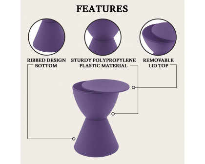 LeisureMod Boyd Modern Round Side End Table - Purple