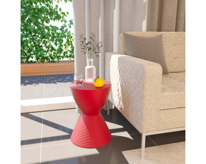 LeisureMod Boyd Modern Round Side End Table - Red