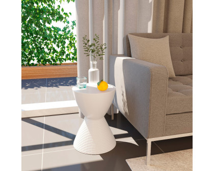 LeisureMod Boyd Modern Round Side End Table - White