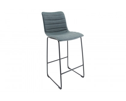 LeisureMod Brooklyn 29.9" Modern Leather Bar Stool with Black Iron Base and Footrest