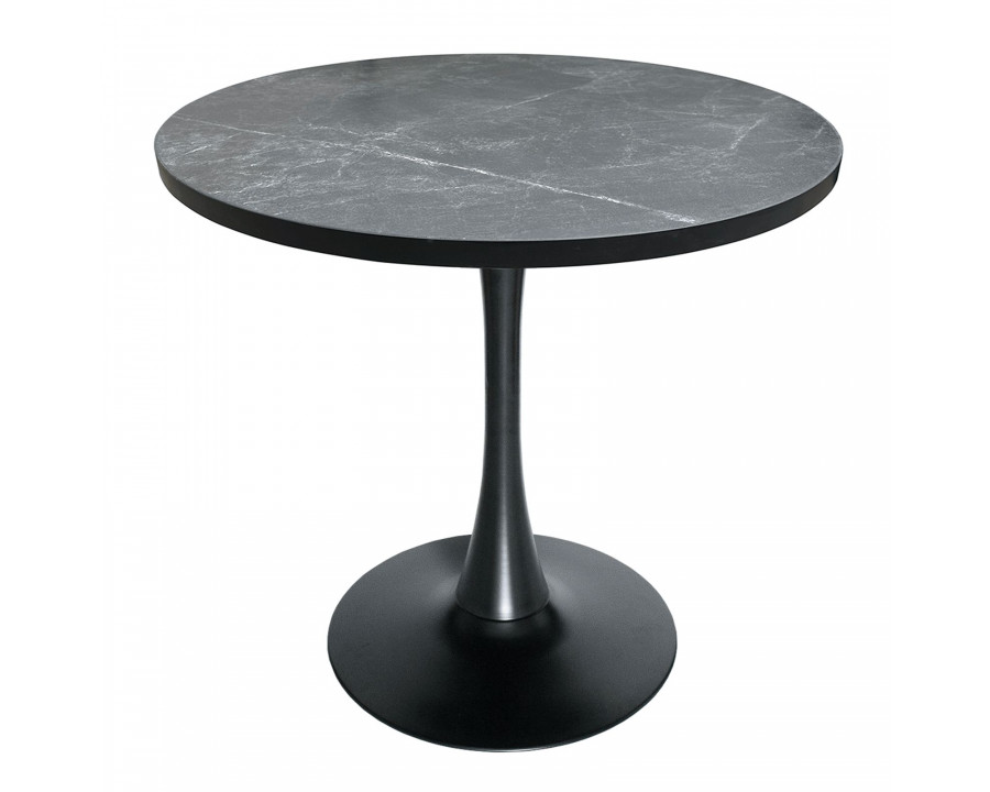 LeisureMod Bristol Modern 36" Round Dining Table with MDF Top and Black Iron Pedestal Base - Black