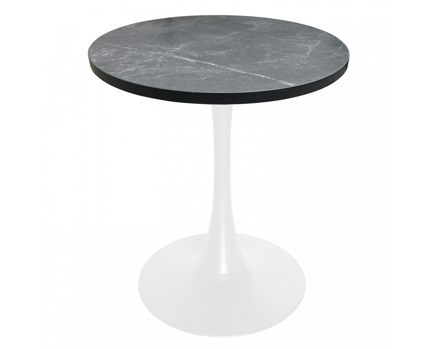 LeisureMod Bristol Modern 27" Round Dining Table with MDF Top and White Iron Pedestal Base