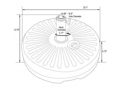 LeisureMod - Bovilar Modern Outdoor Patio 20" Round Fillable Free Standing Umbrella Base