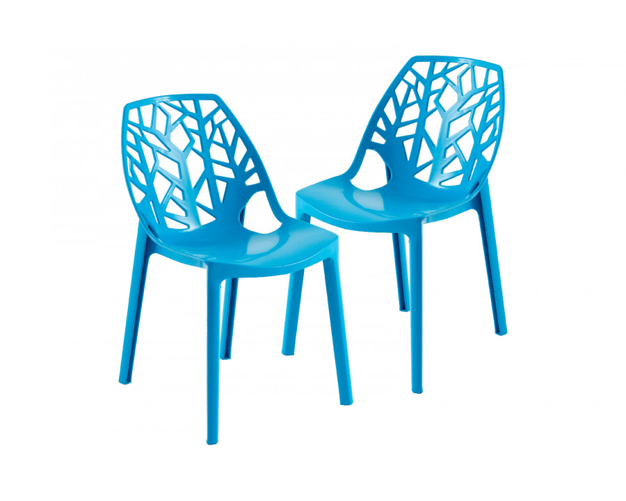 LeisureMod Modern Cornelia Dining Chair (Set Of 2) - Solid Blue