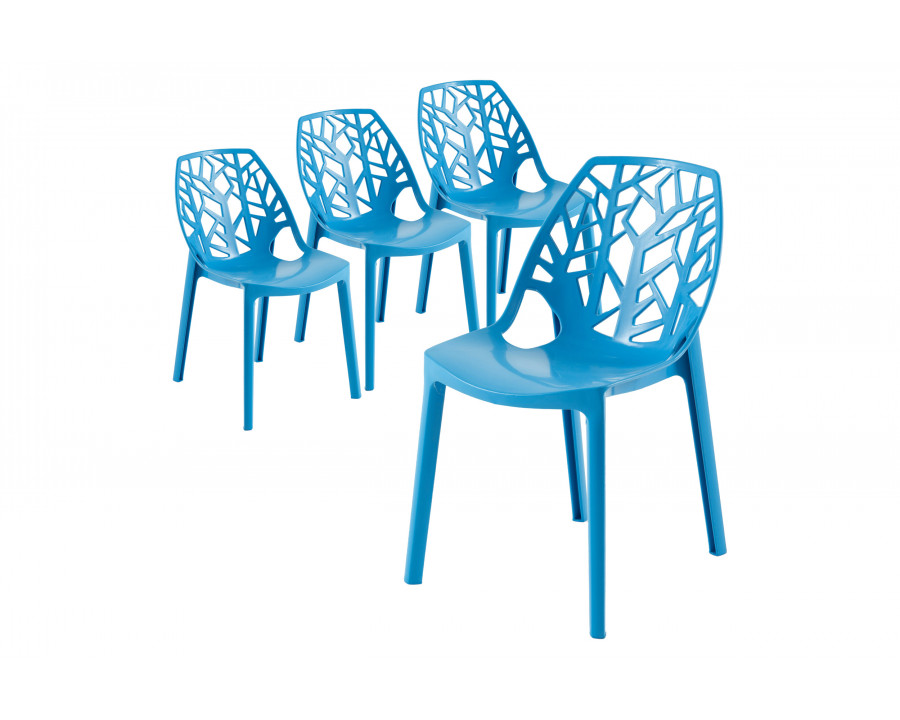 LeisureMod Modern Cornelia Dining Chair (Set Of 4) - Solid Blue