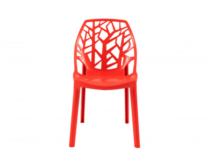 LeisureMod Modern Cornelia Dining Chair (Set Of 2) - Solid Red