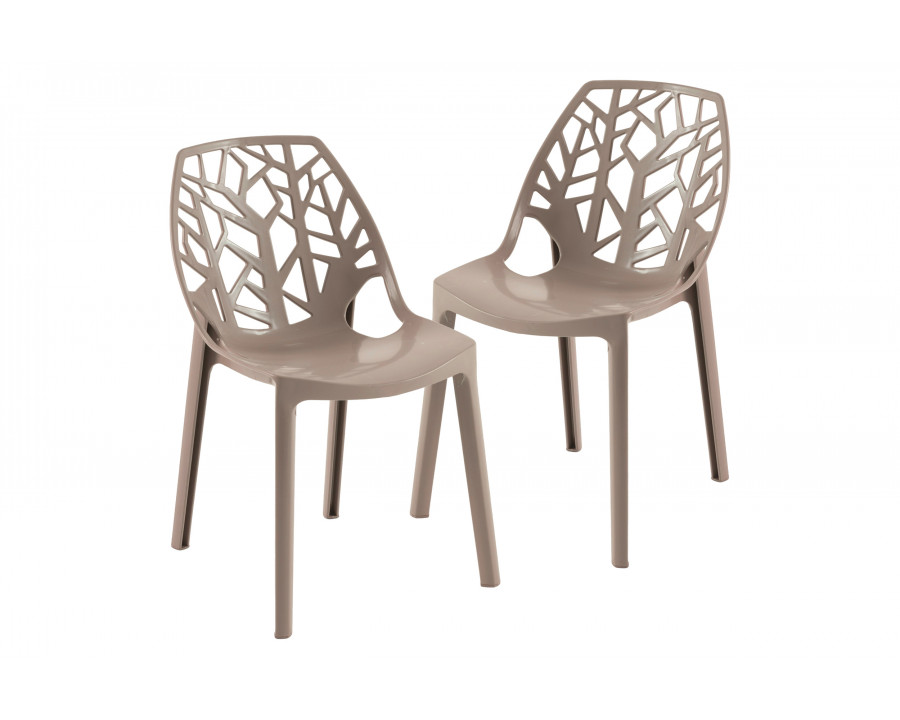 LeisureMod Modern Cornelia Dining Chair (Set Of 2) - Solid Taupe