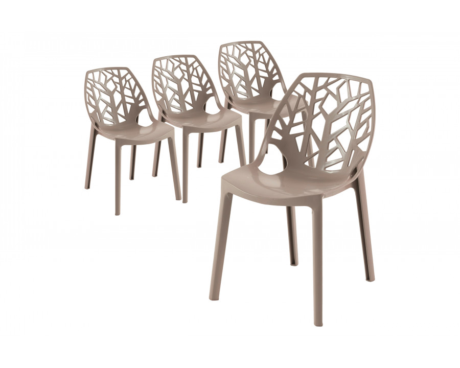 LeisureMod Modern Cornelia Dining Chair (Set Of 4) - Solid Taupe