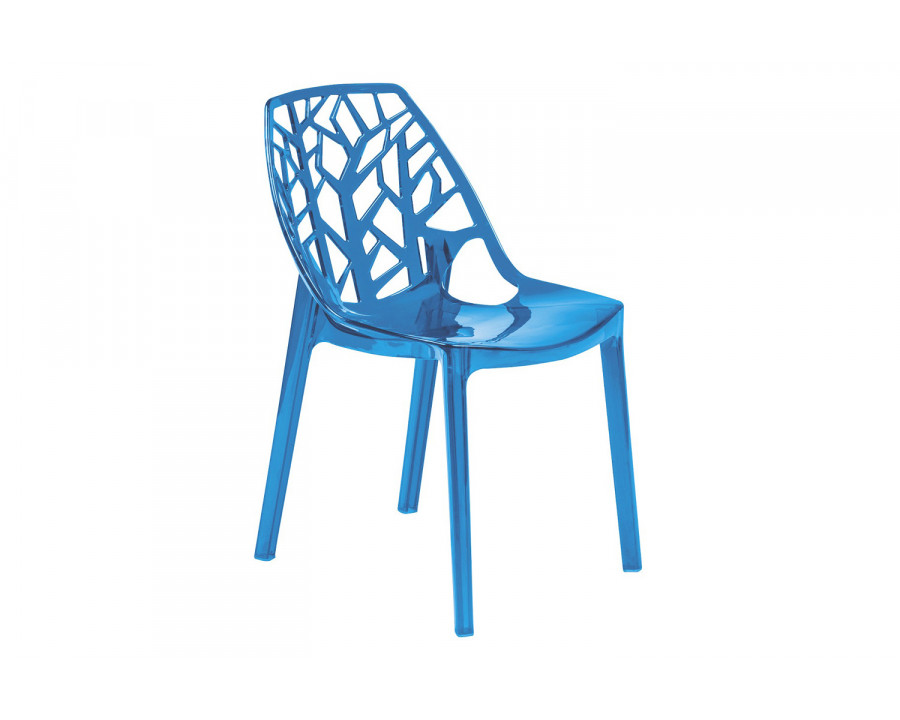 LeisureMod Cornelia Modern Dining Side Chair - Transparent/Blue