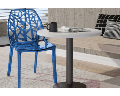 LeisureMod Cornelia Modern Dining Side Chair - Transparent/Blue