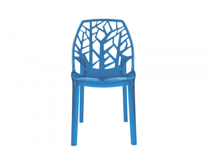 LeisureMod Cornelia Modern Dining Side Chair - Transparent/Blue