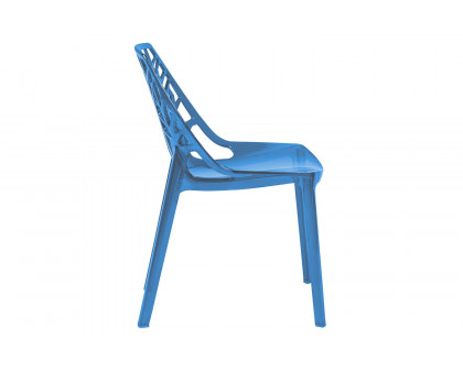 LeisureMod Cornelia Modern Dining Side Chair - Transparent/Blue