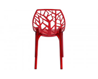 LeisureMod Cornelia Modern Dining Side Chair - Transparent/Red