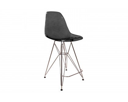 LeisureMod Cresco Modern Acrylic Barstool with Chrome Base and Footrest