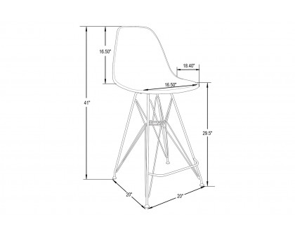 LeisureMod Cresco Modern Acrylic Barstool with Chrome Base and Footrest - Transparent Orange