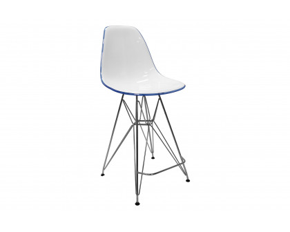 LeisureMod Cresco Modern Acrylic Barstool with Chrome Base and Footrest