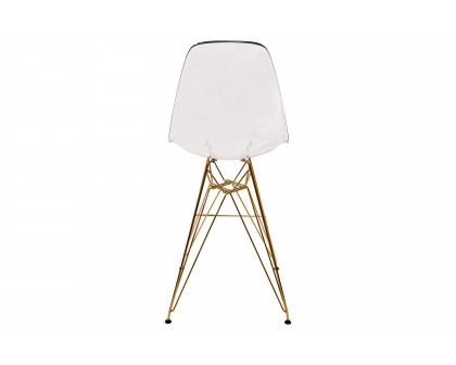 LeisureMod - Cresco Modern Acrylic Barstool with Gold Chrome Base and Footrest in Clear