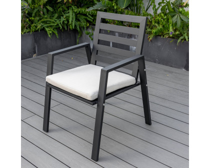 LeisureMod Chelsea Modern Patio Dining Armchair in Aluminum with Removable Cushions